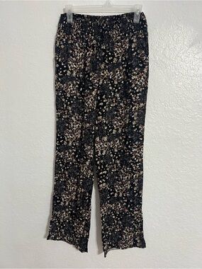 Maurices Womens Black Floral XS  Wide Leg Tiered Boho Paperbag Waist Pants #596